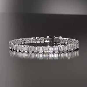 Pulsera de Lujo de Oro Blanco de 14k con Diamantes de Moissanita Naturales Cultivados en Laboratorio, Pulseras VVS, Joyería Fina - Product Image 1