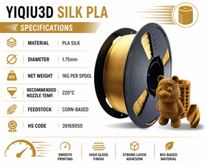 Filamento para Impresora 3D Yiqiu3D Silk PLA 1.75mm 1kg, Seda de Alta Velocidad y Resistencia para Impresión Rápida Bambu Lab, Blanco Perla y Más - Product Image 5