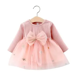 Bear Leader-vestido de princesa con lazo para niña, traje informal liso de malla para niña, 2020