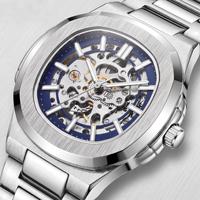 Montre mécanique automatique pour homme - Cadran ovale lumineux de marque, aiguilles, boîtier en alliage