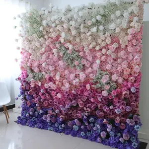 Kunstmatige Doek Terug Roll Up Rose Bloem Muur Achtergrond 8ft X 8ft Voor Bruiloft Huisfeest Decoratie
