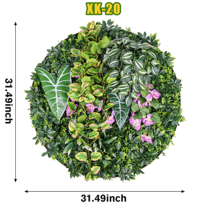 Vente en gros usine : Panneau mural végétal artificiel rond de 80 cm, feuillage coloré, cadre en herbe pour aménagement paysager commercial et décoration murale de <span class=keywords><strong>magasin</strong></span> - Product Image 2