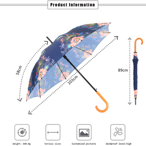 Windproof <b>Promotional</b> 23 25 Inch Straight <b>Umbrella</b> J Curved for Heavy Rain Strong Wind <b>Umbrella</b> - Product Image 3
