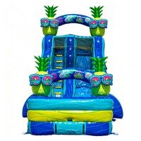 Toboggan aquatique gonflable tropical en forme d'ananas avec piscine, toboggan aquatique commercial en PVC gonflable pour location événementielle