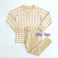 Vêtements pour bébé personnalisés, impression personnalisée, sweat-shirt à manches longues à col rond, short, ensemble deux pièces, fille, rose, ensemble jogging à carreaux