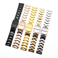 18 20 22 24 26mm, vente en gros, bracelet de montre solide en acier inoxydable durable pour bracelet de montre intelligente avec Double fermoir pliant