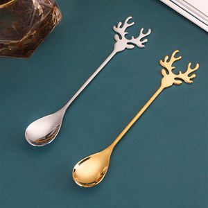 Cuchara con Forma de Alce Navideño, Cuchara Dorada para Té, Cuchara para Revolver de Acero Inoxidable 304 de Grado Alimenticio, Cuchara para Café con Diseño de Ciervo de David - Product Image 2