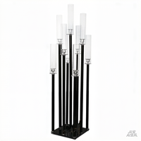 Chandelier en métal noir à 9 bras pour décoration de table de mariage, accessoire de mariage