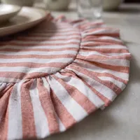 Nappe carrée moderne à bords festonnés, brodée à la main, en coton et lin, écologique, réutilisable, douce, élégante, de luxe, pour mariage et fêtes