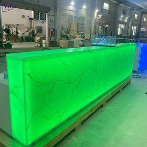 Barra de <span class=keywords><strong>Bar</strong></span> de Piedra Translúcida Retroiluminada Personalizada, Mostrador de Recepción con Iluminación LED para Bares y Hoteles - Product Image 5