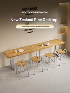 Conjunto de Mesa y Taburetes de <span class=keywords><strong>Bar</strong></span> Comerciales, Mesa de <span class=keywords><strong>Bar</strong></span> con Tapa de Madera Maciza y 4 Taburetes de <span class=keywords><strong>Bar</strong></span> con Estructura Metálica para Restaurante, Bistro, Pub - Product Image 3