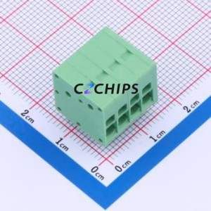 JL271R-35004G01 Spring Terminal Block Bent Lead Through Hole,P=3.5mm Connector 1x4P 3.5mm Green Right Angle Insert - Product Image 1