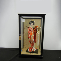 Petite poupée japonaise Geisha Antique, pouces, petite poupée japonaise en verre acrylique clair et en bois, présentoir