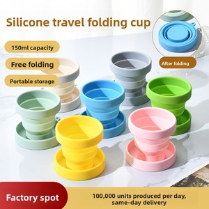 Tazza d'acqua pieghevole in silicone, portatile da viaggio, anti-caduta, telescopica, design moderno minimalista, colore unico, <span class=keywords><strong>per</strong></span> pubblicità e vacanze - Product Image 4