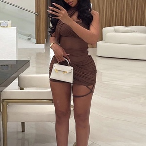 เดรสแฟชั่นผู้หญิงสีพื้น แต่งผ้าตาข่าย สไตล์สตรีทเก๋ๆ เอวสูง ทรงเข้ารูป เซ็กซี่ - Product Image 3