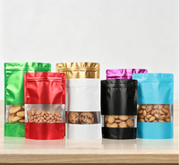 Op maat bedrukte ziplock zakjes met glanzende transparante voorzijde voor voedselopslag, hersluitbare gouden Mylar zakken