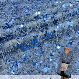 Tela de Lentejuelas Azul, Peluda, Esponjosa, con Brillo, para Vestidos de Otoño e Invierno para <span class=keywords><strong>Mujer</strong></span> - Product Image 1