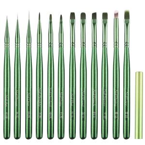 Pinceau de nail art à manche en bois vert, applicateur de gel fin à une seule traite pour ombrage et mélange, outil de manucure - Product Image 6