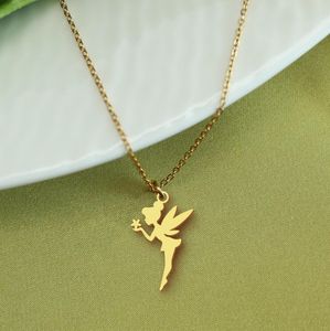 Collar con Colgante de Hada Chapado en Oro de 18k, Sin Níquel, Joyería Mágica de Campanilla de Acero Inoxidable 316L - Product Image 3