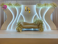 Desain populer latar belakang pernikahan putih dengan lampu Led latar belakang panggung untuk dekorasi Interior pernikahan Hall Hotel