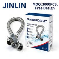 Tuyau d'alimentation d'eau tressé en acier inoxydable 304 JINLIN, anti-éclatement, haute pression (250 PSI), flexible, pour eau froide et chaude, pour salle de bain
