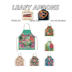 Nhiệt đới lá Flamingo in linen không tay Tạp dề cho trẻ em người lớn 22 màu sắc để làm sạch nấu ăn sơn giáng sinh mặc - Product Image 2