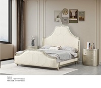 Ensemble de lit double complet de luxe léger américain en bois de hêtre avec finition cuir, mobilier de maison, appartement, style français, hôtel, extensible