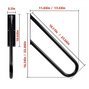 ราวบันไดเหล็กอันอิง สีดำ รับน้ำหนักได้ 100 กก. สำหรับใช้ภายในและภายนอกอาคาร โรงรถ ห้องน้ำ - Product Image 2