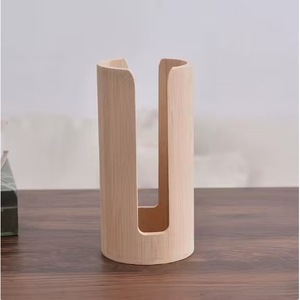 Wooden Toilet <b>Paper</b> Holder Circular Solid Wood No Lid Desktop Storage Box Bathroom <b>Kitchen</b> Use - Product Image 2