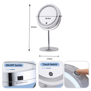 Espejo Cosmético Portátil Moderno de Doble Cara con Aumento 5X, Luces LED Tricolores Regulables, Logotipo Personalizado para Bodas - Product Image 6