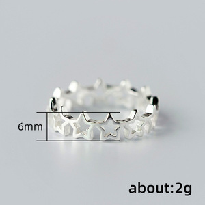 Anello a Stella Cava in Stile Coreano, Gioiello da Dito Liscio a Cinque Punte per Donna, Moda Quotidiana - Product Image 5
