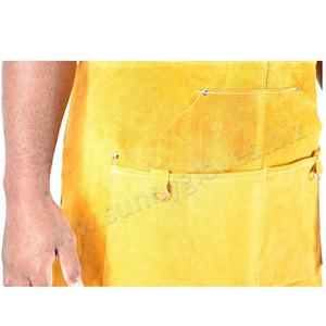 2021ที่กำหนดเองทนความร้อนวัวสีเหลืองหนังเชื่อมผ้ากันเปื้อนสำหรับงานอุตสาหกรรม - Product Image 3