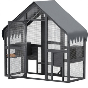 Catio Modern Outdoor Enclosure Large Wooden House with Waterproof Roof Bridges Compatible Wall-Pet <b>Doors</b> - Product Image 1