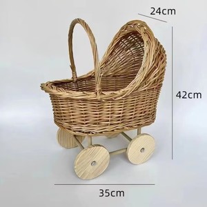 Baby <strong>Basket</strong> Stroller <strong>Wicker</strong> <strong>Storage</strong> <strong>Basket</strong> Flower <strong>Basket</strong> Photography Props Children's Toys - Product Image 4