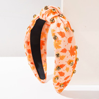 Nouveau serre-tête à nœuds pour Thanksgiving, style européen et américain, avec imprimé feuille d'érable et chapeau de dinde, accessoire capillaire à bord large pour femme