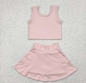 Conjunto deportivo de verano para niñas pequeñas, falda de yoga - Product Image 3