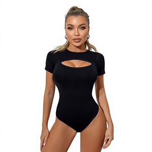 सेक्सी आकृति यूरोपीय अमेरिकी शैली महिलाओं की छोटी आस्तीन नायलॉन/स्पैन्डेक्स उच्च खिंचाव आरामदायक अवकाश जम्पसूट - Product Image 4
