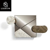 Table basse de salon de luxe, combinaison de meubles modernes nordiques, table d'appoint carrée en marbre, table centrale de luxe
