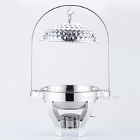 OEM Lebensmittelechter Edelstahl Luxus-Buffetstation Chafing Dish Speisenwärmer mit Deckelhalter Silber 3,5L