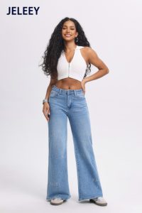 Jeans de Pierna Ancha para Mujer, Cintura Alta y Corte Recto, Diseño Elegante y Favorecedor - Product Image 3