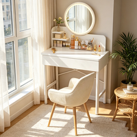 Table de maquillage moderne pour petit appartement avec panneau de rangement intégré et bureau – 16+ ans d'expérience