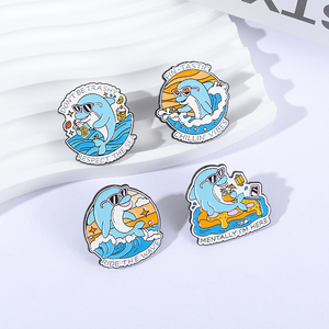 Mentalement <span class=keywords><strong>je</strong></span> <span class=keywords><strong>suis</strong></span> ici épingles en émail citation drôle monter la vague dauphin tropical plage broches revers Badge bijoux cadeaux pour les amis - Product Image 2