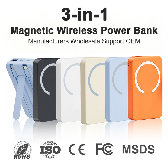 OEM Batterie Externe Fast Charging Portable Charger Power Banks Power Station 10000Mah Wireless Power Bank With Cable for Phone