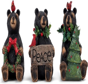 Juego <span class=keywords><strong>de</strong></span> 3 adornos navideños, oso <span class=keywords><strong>de</strong></span> La <span class=keywords><strong>Paz</strong></span>, negro y verde, regalo <span class=keywords><strong>de</strong></span> Navidad familiar, figuritas <span class=keywords><strong>de</strong></span> oso <span class=keywords><strong>de</strong></span> resina - Product Image 1