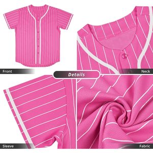 Pinstripe Baseball Jersey Unisex Short Sleeve Moisture Wicking Sports Uniform Regular Fit - Product Image 4