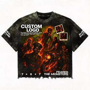 Camiseta de Hombre de 300 GSM, Tejida, 100% Algodón, Suave, Transpirable, Corte Holgado, Cuello Redondo, Manga Corta, con Logotipo Personalizado Impreso, Estilo Casual - Product Image 3