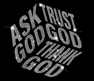 Sei still, <span class=keywords><strong>er</strong></span> ist Gott – Strass-Aufbügelmotiv für T-Shirts - Product Image 3
