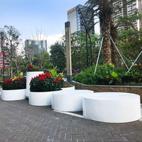 Pot Tanaman H122 Outdoor Big Vase Project, Bentuk Lingkaran, Menarik, Ukuran Besar, Fungsional, Kursi dan Pot Bunga, Bergaya, dari FRP