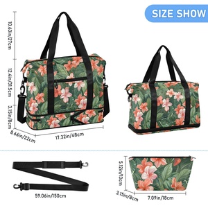Hawaiian Lifestyle Custom Tropical Flower Design Travel Foldable Bags Lightweight Large Sport Duffel Bag With Makeup Pouch - Product Image 3