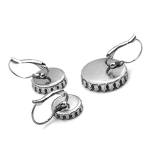 French D Shaped Ear <b>Hooks</b> Stainless Steel Round Lace <b>Earring</b> Making Accessories H1128 - Product Image 5